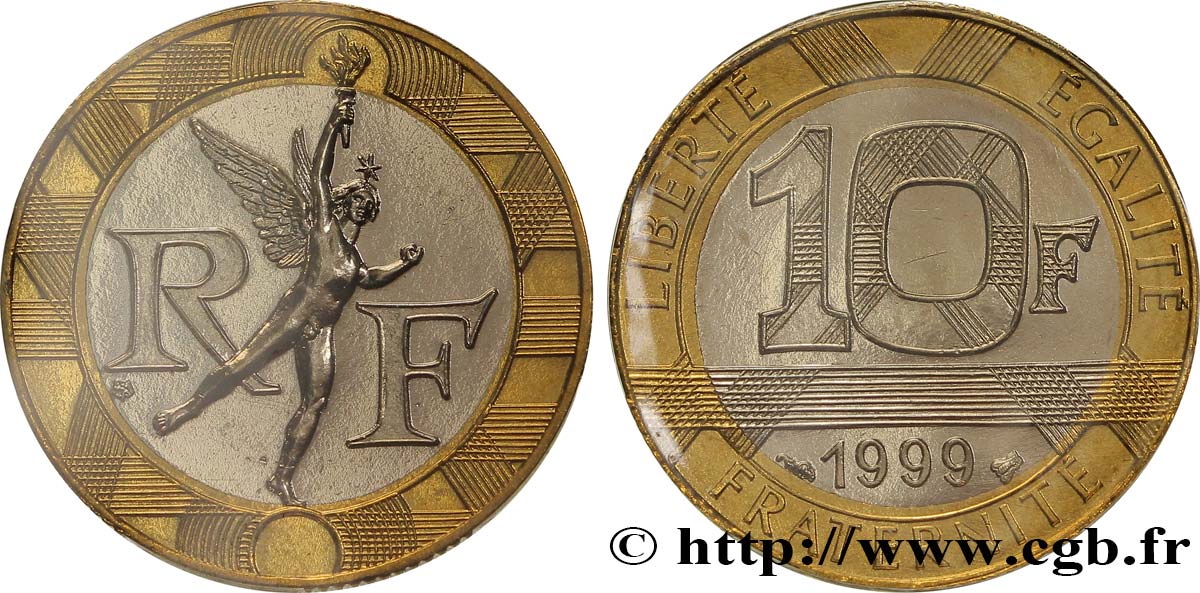 10 francs Génie de la Bastille, BU (Brillant Universel)  1999 Pessac F.375/16 MS70 