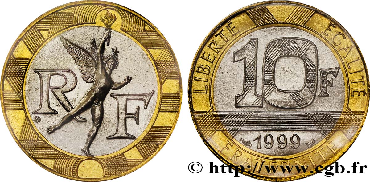 10 francs Génie de la Bastille, BU (Brillant Universel)  1999 Pessac F.375/16 FDC70 