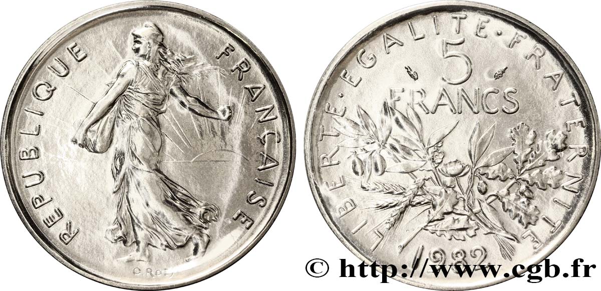 5 francs Semeuse, nickel 1982 Pessac F.341/14 FDC70 