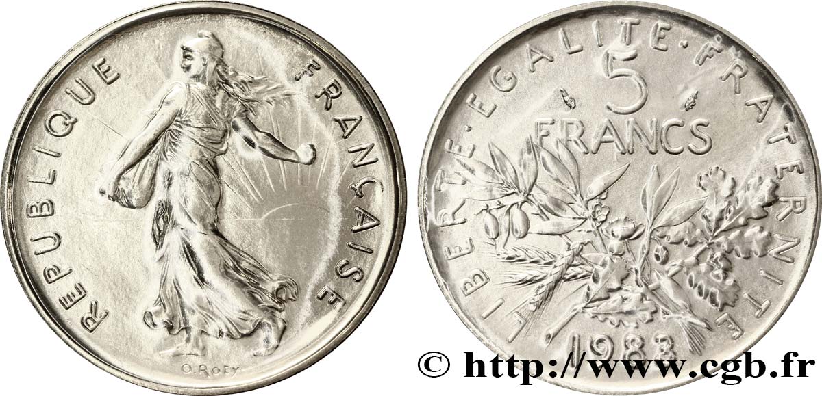 5 francs Semeuse, nickel 1983 Pessac F.341/15 MS70 