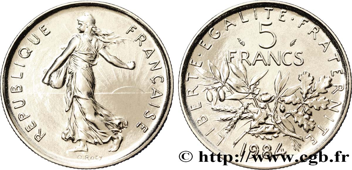 5 francs Semeuse, nickel 1984 Pessac F.341/16 ST67 