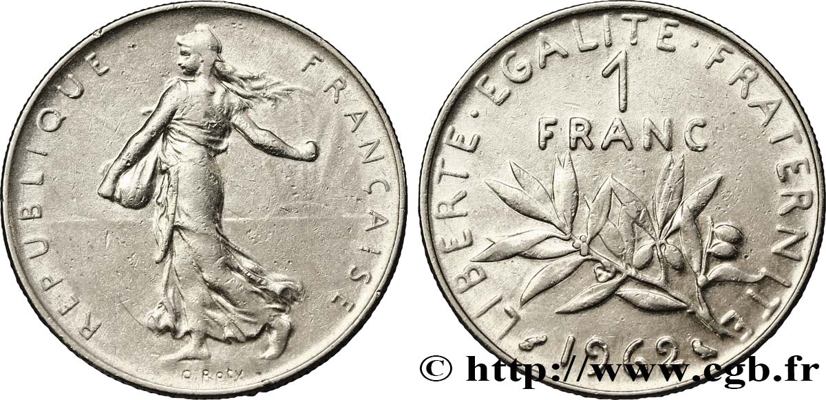 1 franc Semeuse, nickel 1962 Paris F.226/7 MBC40 