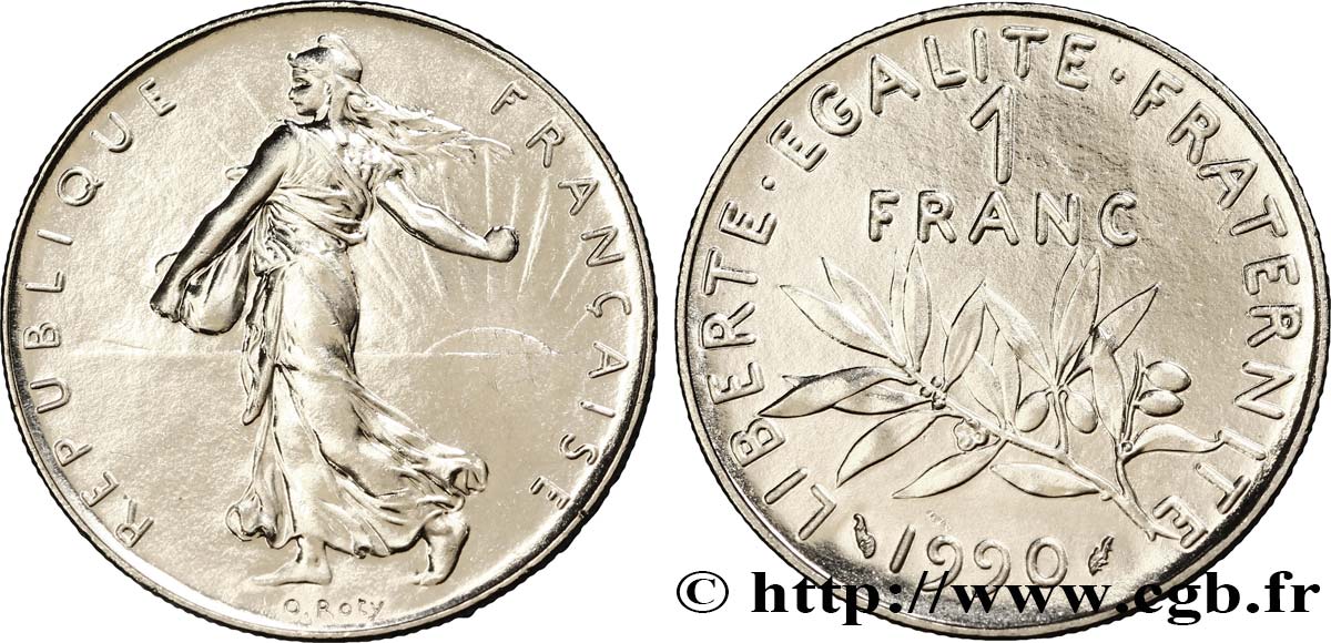 1 franc Semeuse, nickel 1990 Pessac F.226/35 MS63 