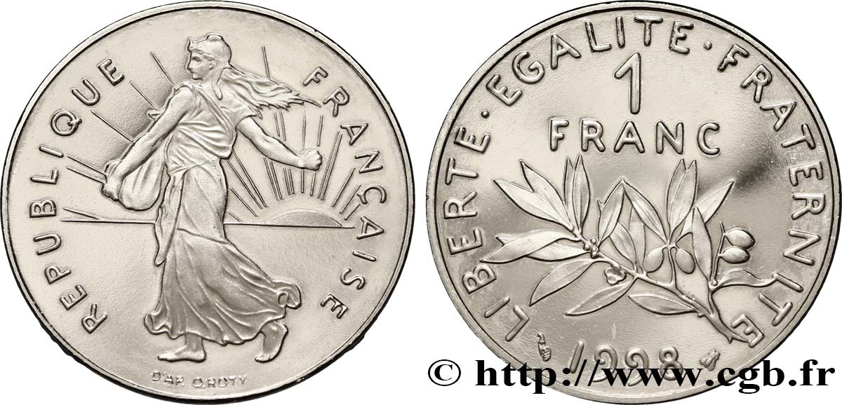 1 franc Semeuse, nickel, BE (Belle Épreuve) 1998 Pessac F.226/46 var. MS67 