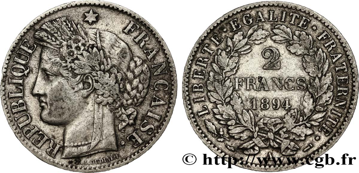 2 francs Cérès, avec légende 1894 Paris F.265/16 BB45 