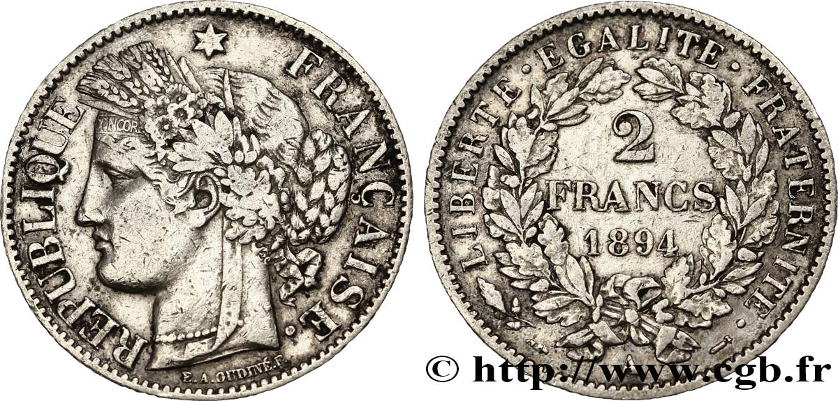 2 francs Cérès, avec légende 1894 Paris F.265/16 MBC40 