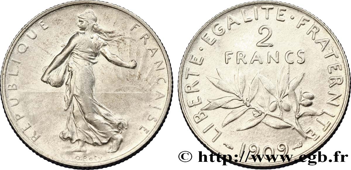 2 francs Semeuse 1909  F.266/11 MBC45 