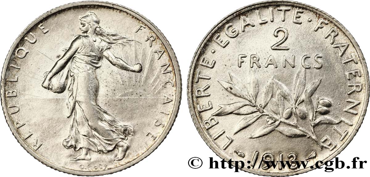 2 francs Semeuse 1913  F.266/14 MBC48 