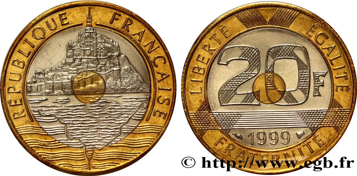 20 francs Mont Saint-Michel, BU (Brillant Universel)  1999 Pessac F.403/15 MS68 