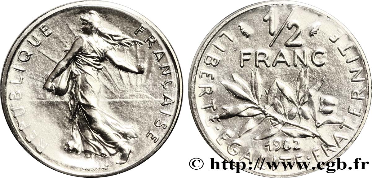 1/2 franc Semeuse 1982 Pessac F.198/21 MS70 