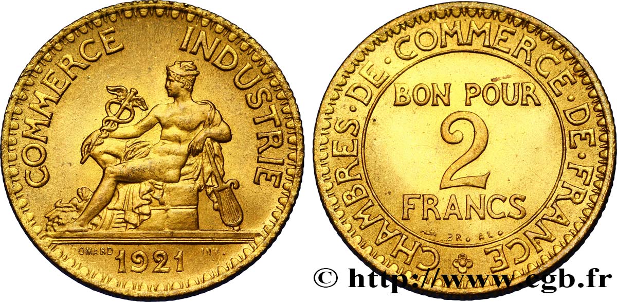 2 francs Chambres de Commerce 1921  F.267/3 MS62 