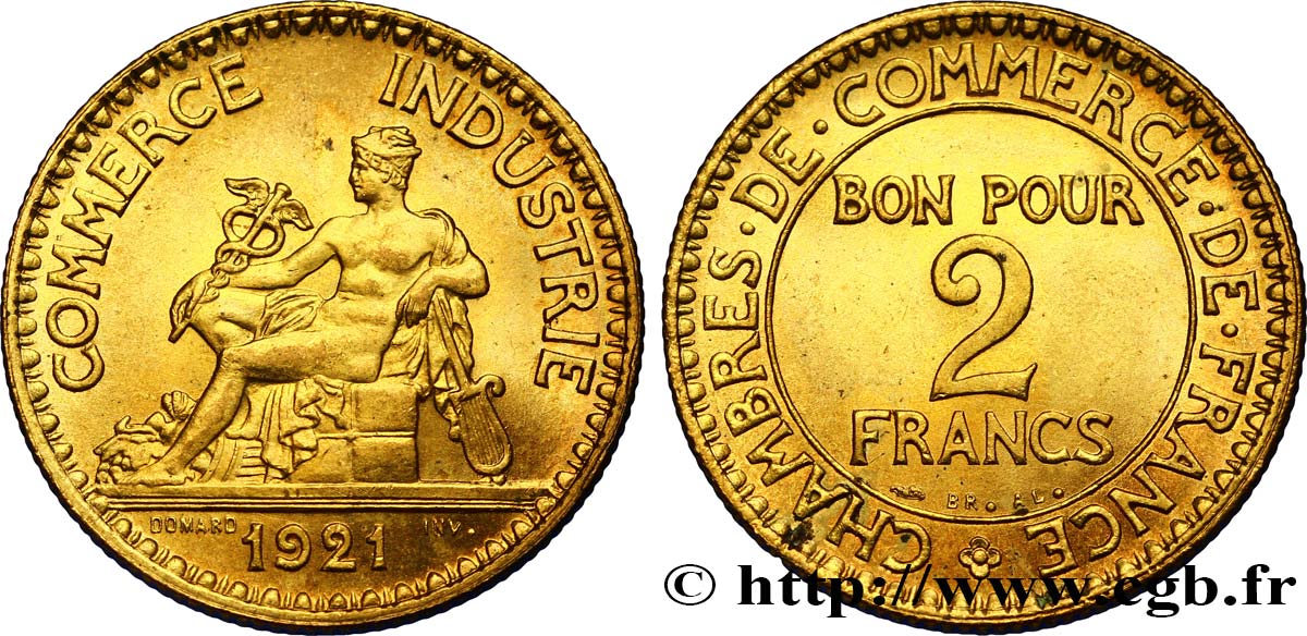2 francs Chambres de Commerce 1921  F.267/3 EBC62 