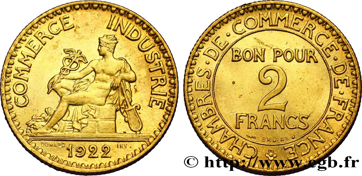 2 francs Chambres de Commerce 1922  F.267/4 MS62 