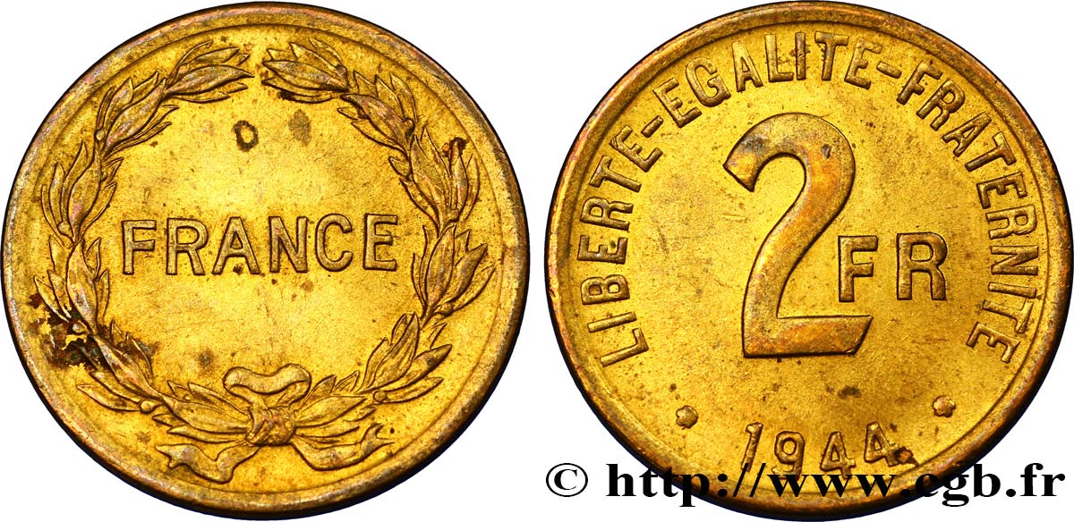 2 francs France 1944  F.271/1 SUP58 