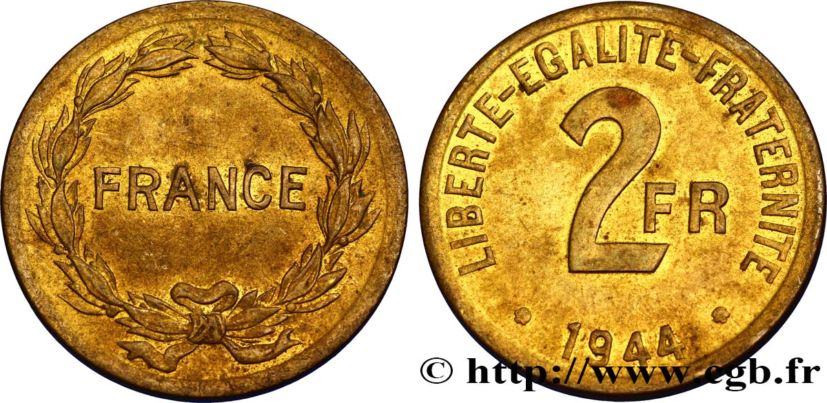 2 francs France 1944  F.271/1 AU52 