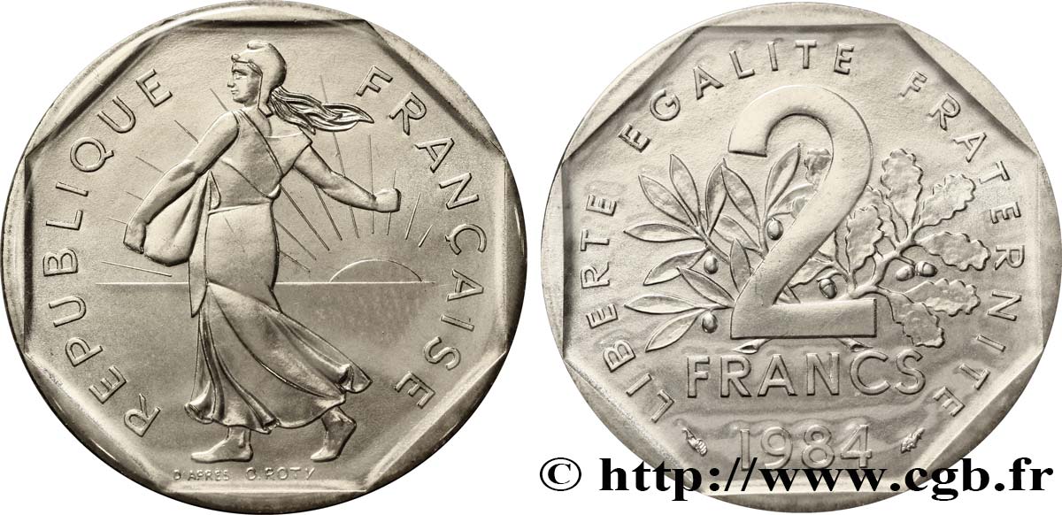 2 francs Semeuse, nickel 1984 Pessac F.272/8 ST70 
