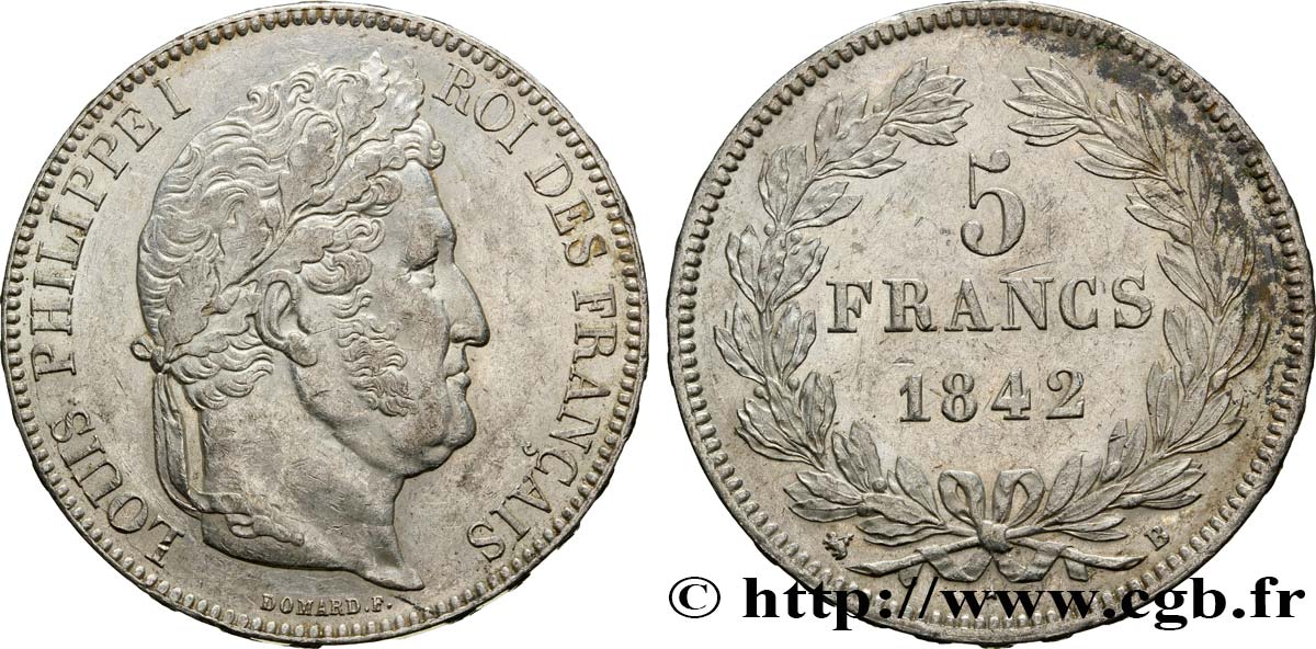 5 francs IIe type Domard 1842 Rouen F.324/96 BB53 