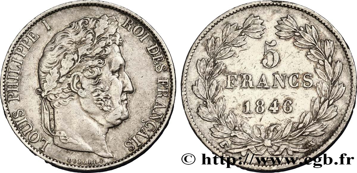 5 francs IIIe type Domard 1846 Lille F.325/13 TTB45 
