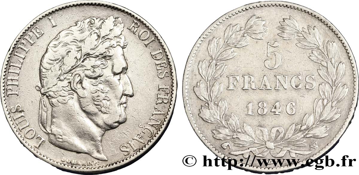 5 francs IIIe type Domard 1846 Lille F.325/13 XF45 