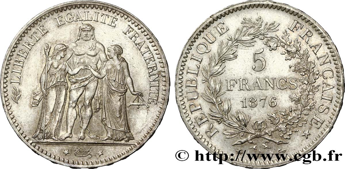 5 francs Hercule 1876 Paris F.334/17 MS60 