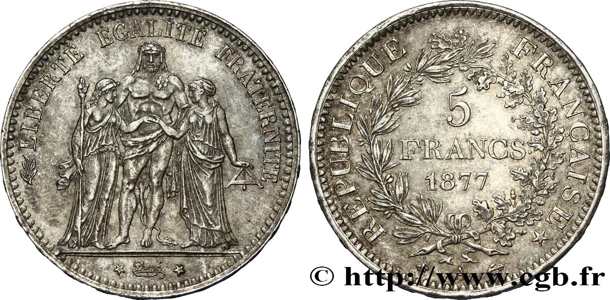 5 francs Hercule 1877 Paris F.334/19 MBC50 