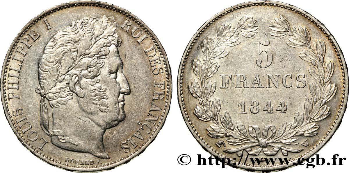 5 francs IIIe type Domard 1844 Lille F.325/5 TTB52 