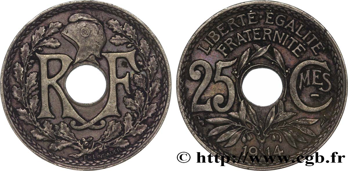 25 centimes Lindauer, Cmes souligné 1914  F.170/2 SS48 