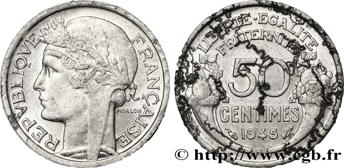 50 centimes Morlon, légère 1945 Beaumont-le-Roger F.194/6 TTB54 