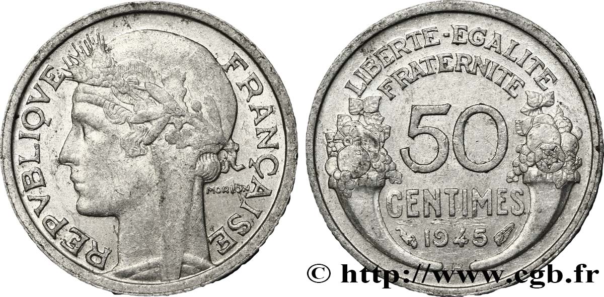 50 centimes Morlon, légère 1945 Beaumont-le-Roger F.194/6 AU54 