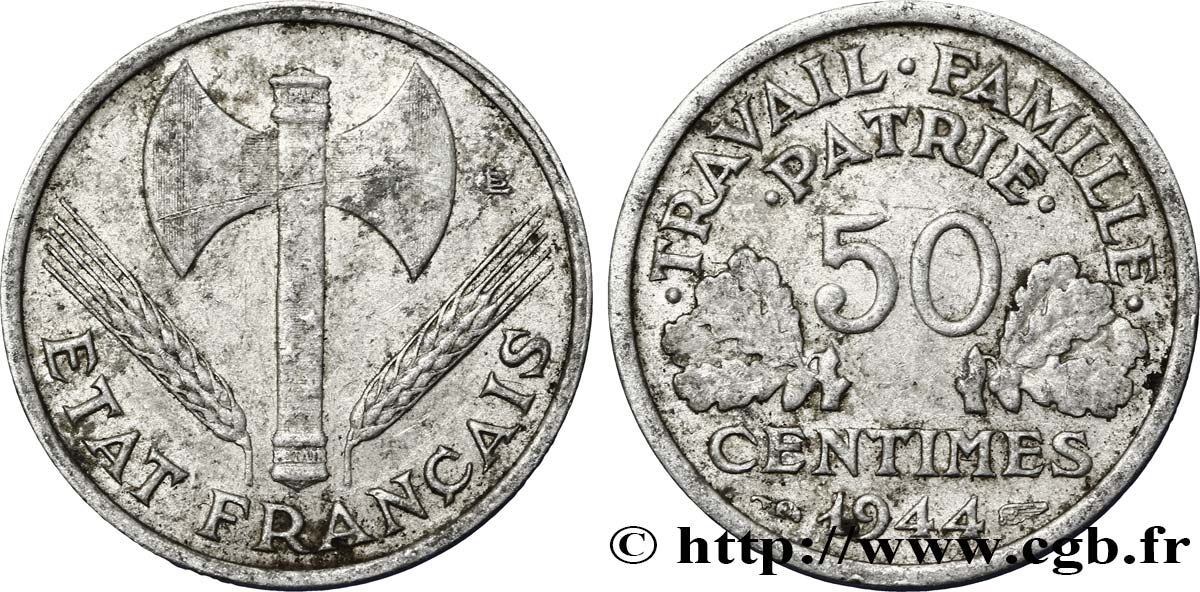 50 centimes Francisque, légère 1944  F.196/4 S35 