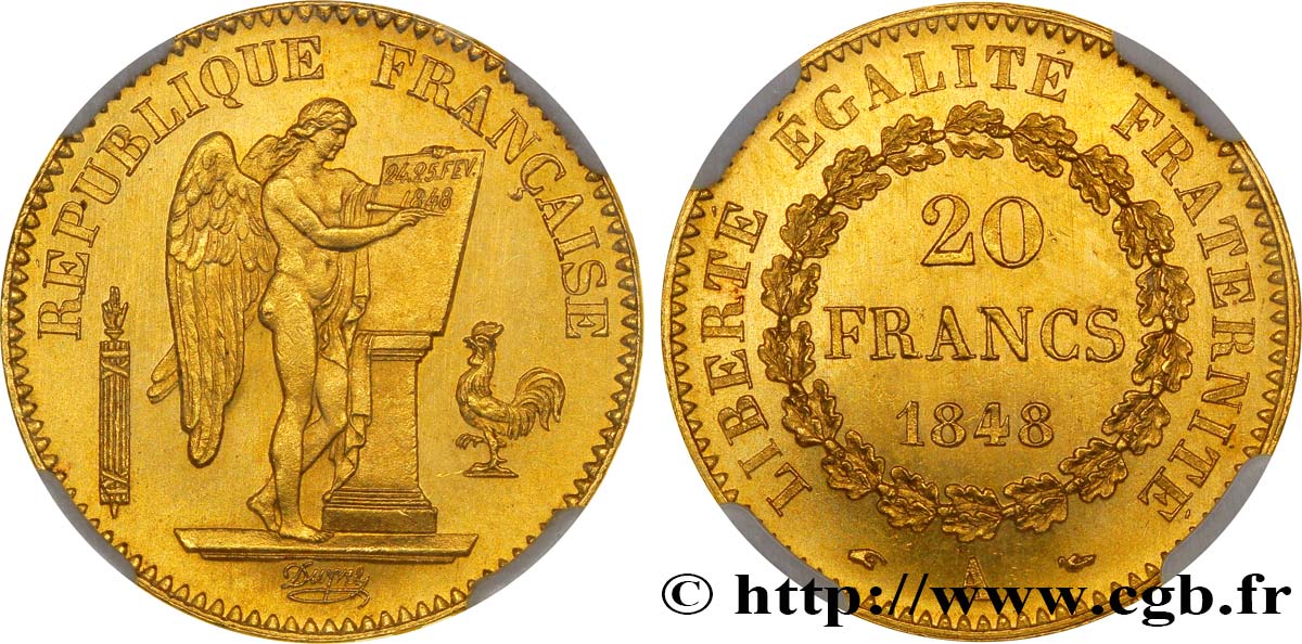 20 francs or Génie, IIe République 1848 Paris F.528/1 FDC65 