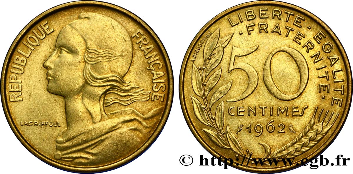 50 centimes Marianne, col à trois plis 1962 Paris F.197/2 BB54 