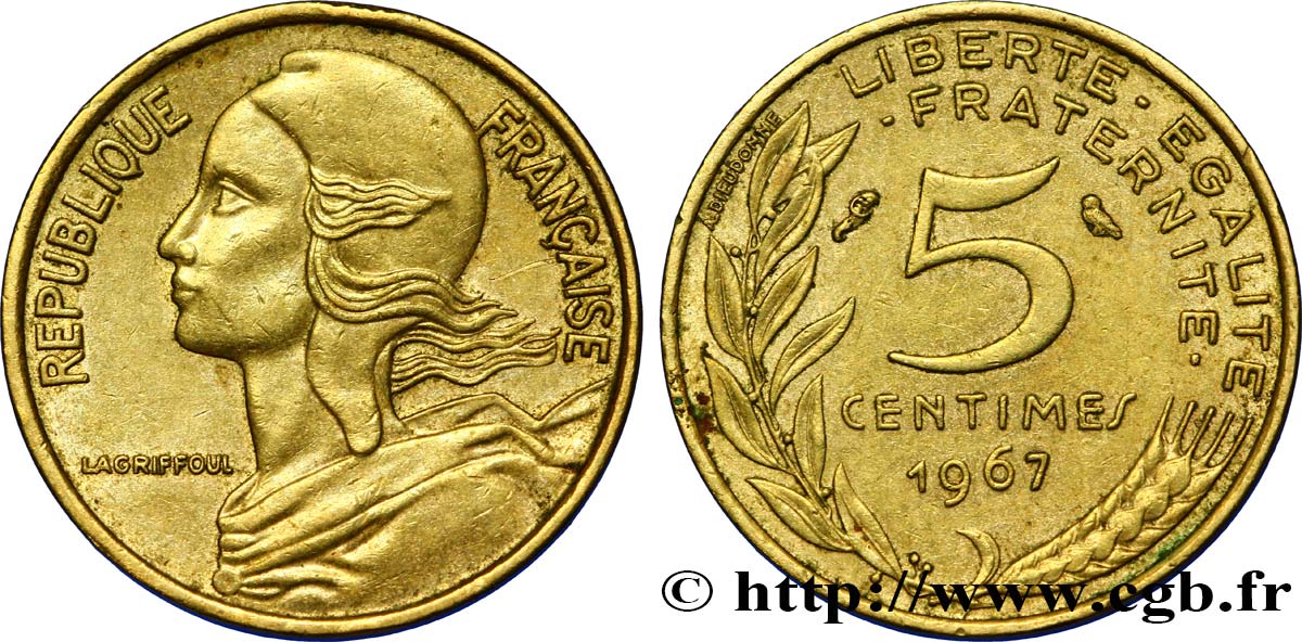 5 centimes Marianne 1967 Paris F.125/3 BB48 