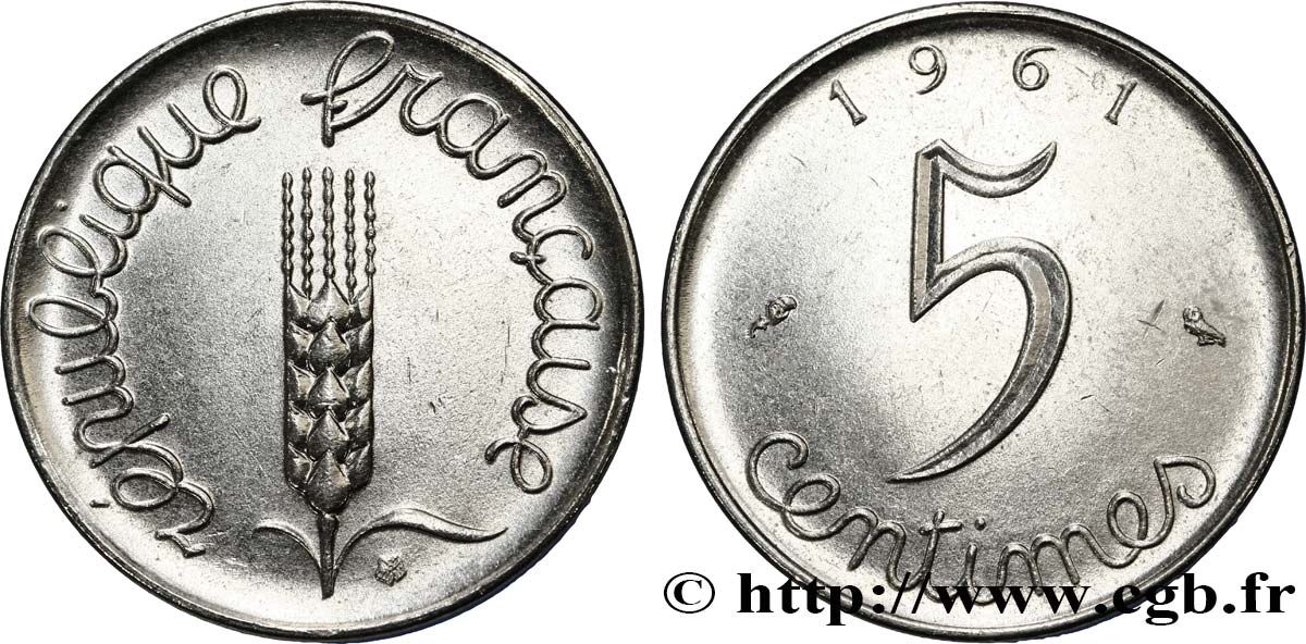 5 centimes Épi 1961  F.124/3 SUP60 