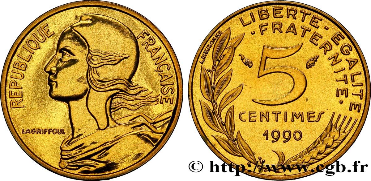 5 centimes Marianne 1990 Pessac F.125/26 MS65 