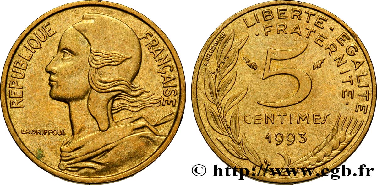 5 centimes Marianne, 4 plis 1993 Pessac F.125/33 TTB50 