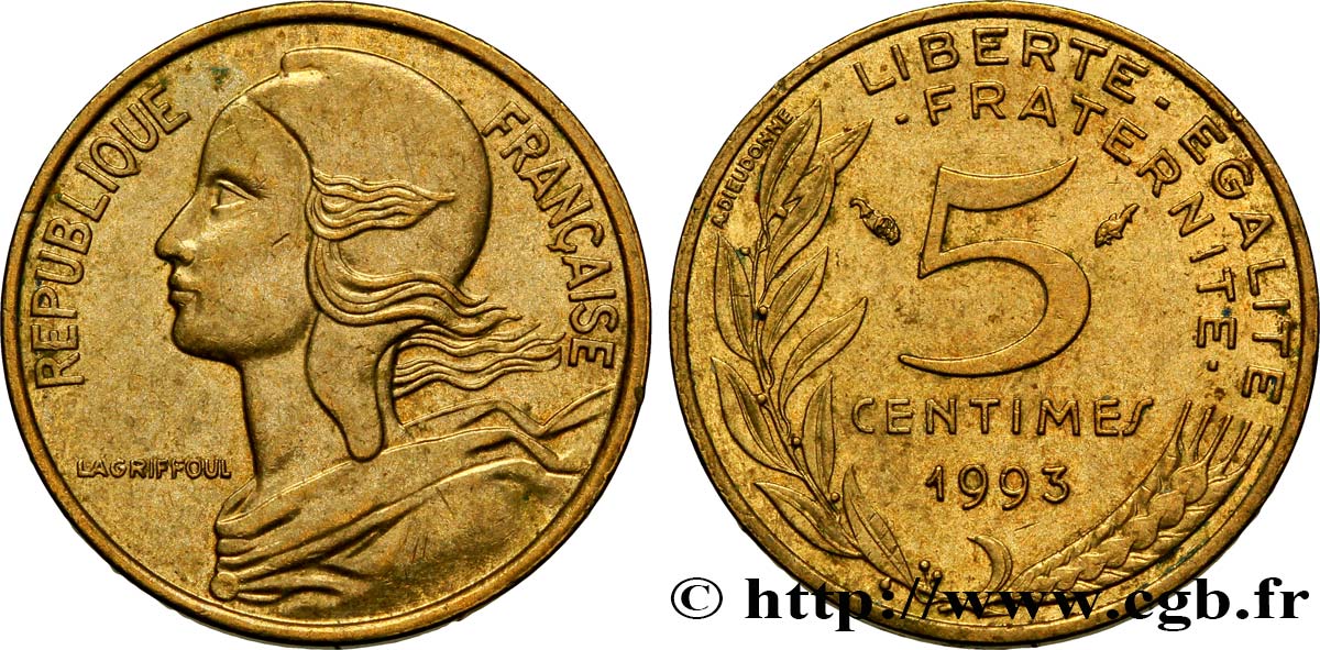 5 centimes Marianne, 4 plis 1993 Pessac F.125/33 TTB50 