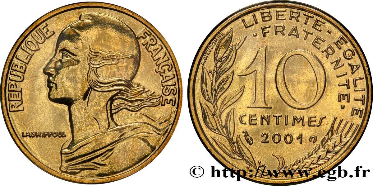 10 centimes Marianne 2001 Pessac F.144/45 MS68 