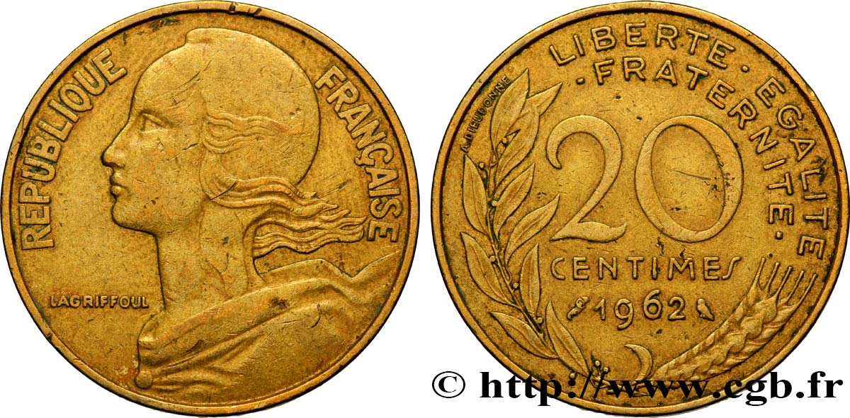 20 centimes Marianne 1962 Paris F.156/2 BB40 