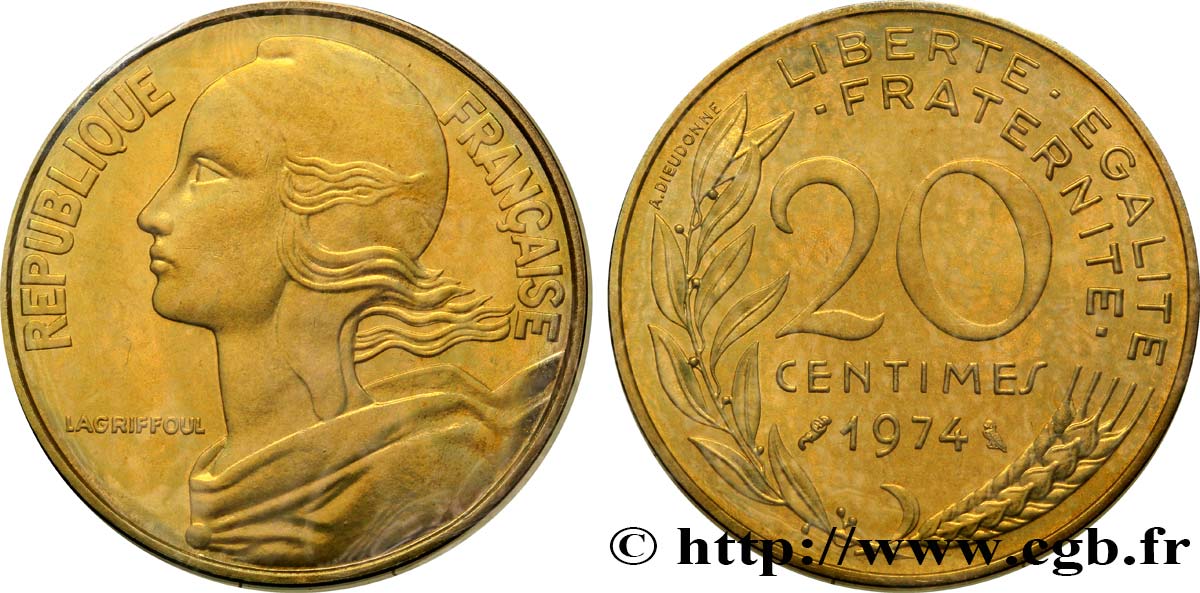 20 centimes Marianne 1974 Pessac F.156/14 FDC68 