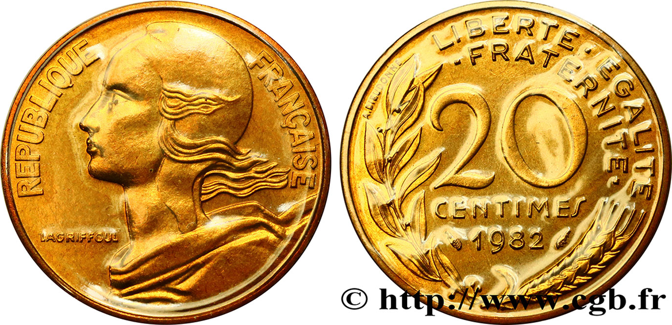20 centimes Marianne 1982 Pessac F.156/22 MS68 