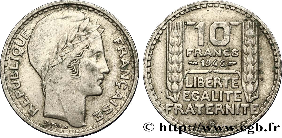 10 francs Turin, grosse tête, rameaux longs 1946 Beaumont-Le-Roger F.361/4 TTB40 