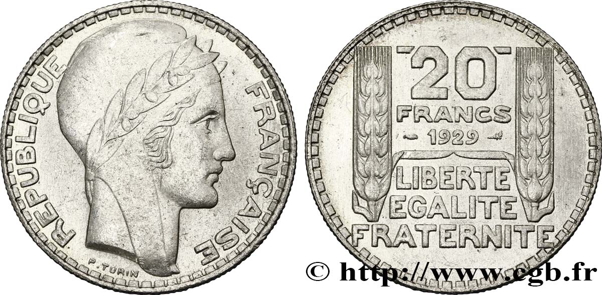 20 francs Turin 1929  F.400/2 AU58 