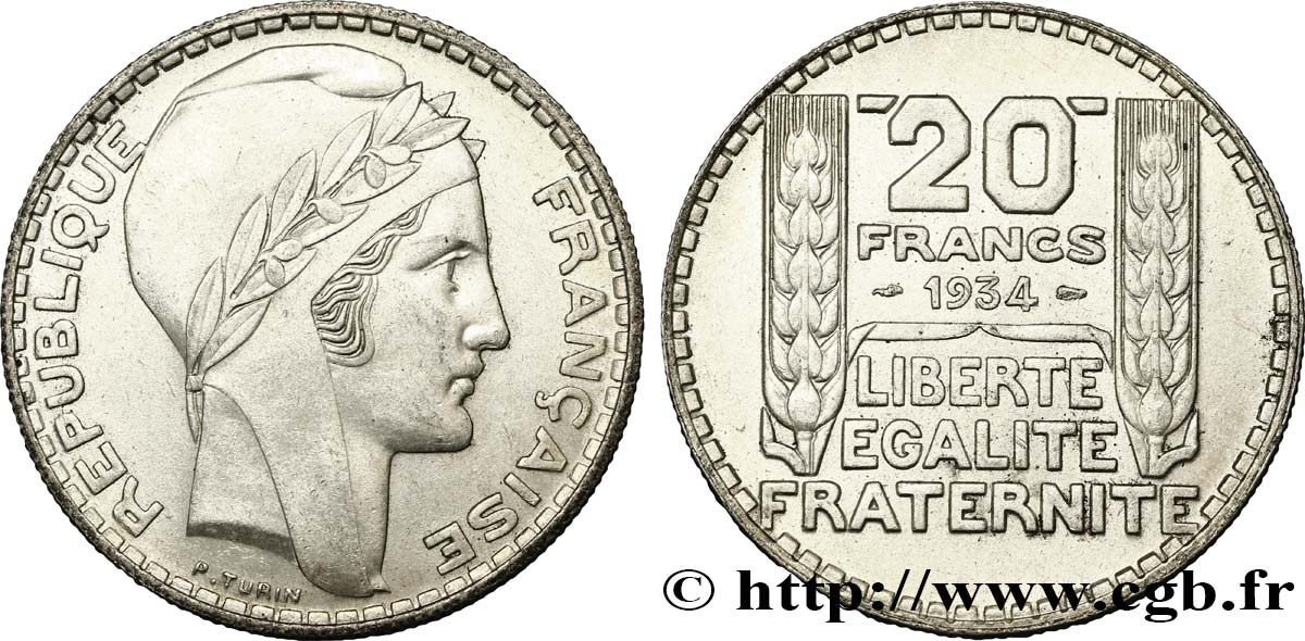 20 francs Turin 1934  F.400/4 TTB52 