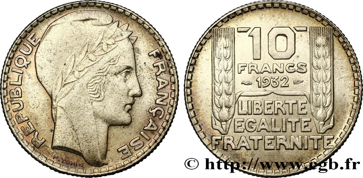 10 francs Turin 1932  F.360/5 MS62 