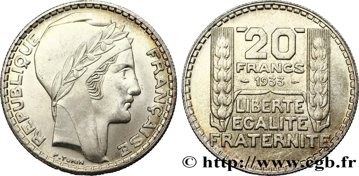 20 francs Turin 1933  F.400/4 fST63 
