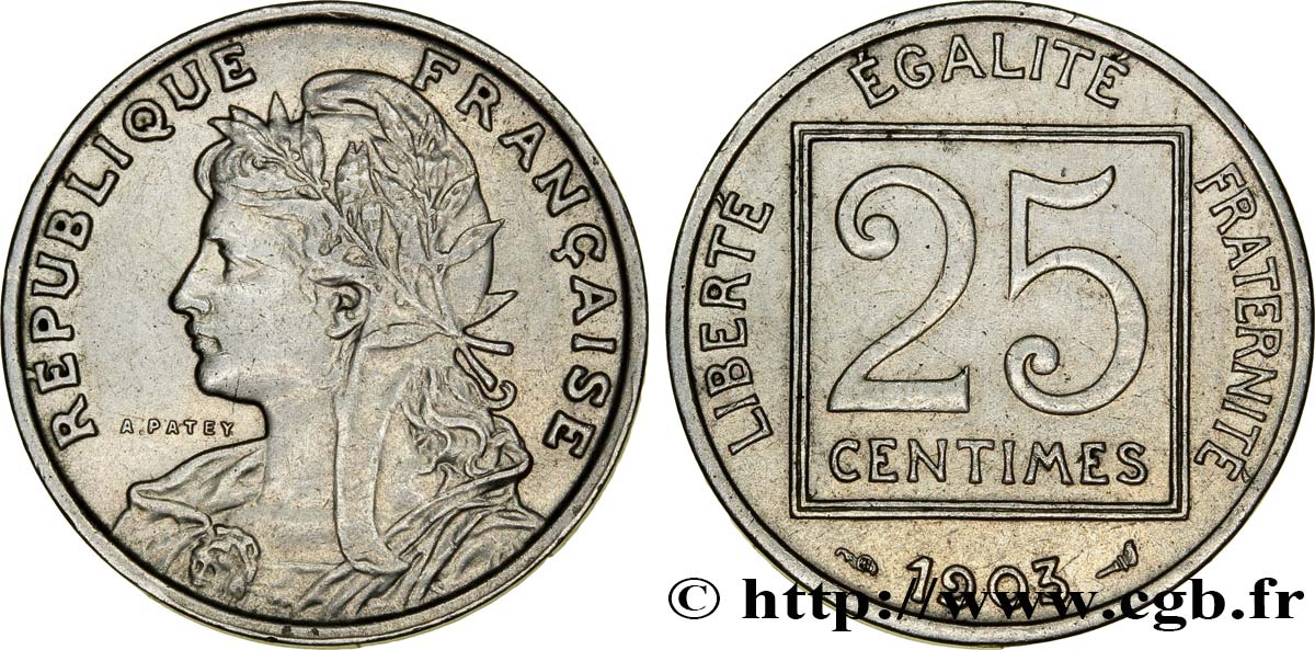 25 centimes Patey, 1er type 1903  F.168/3 BB45 