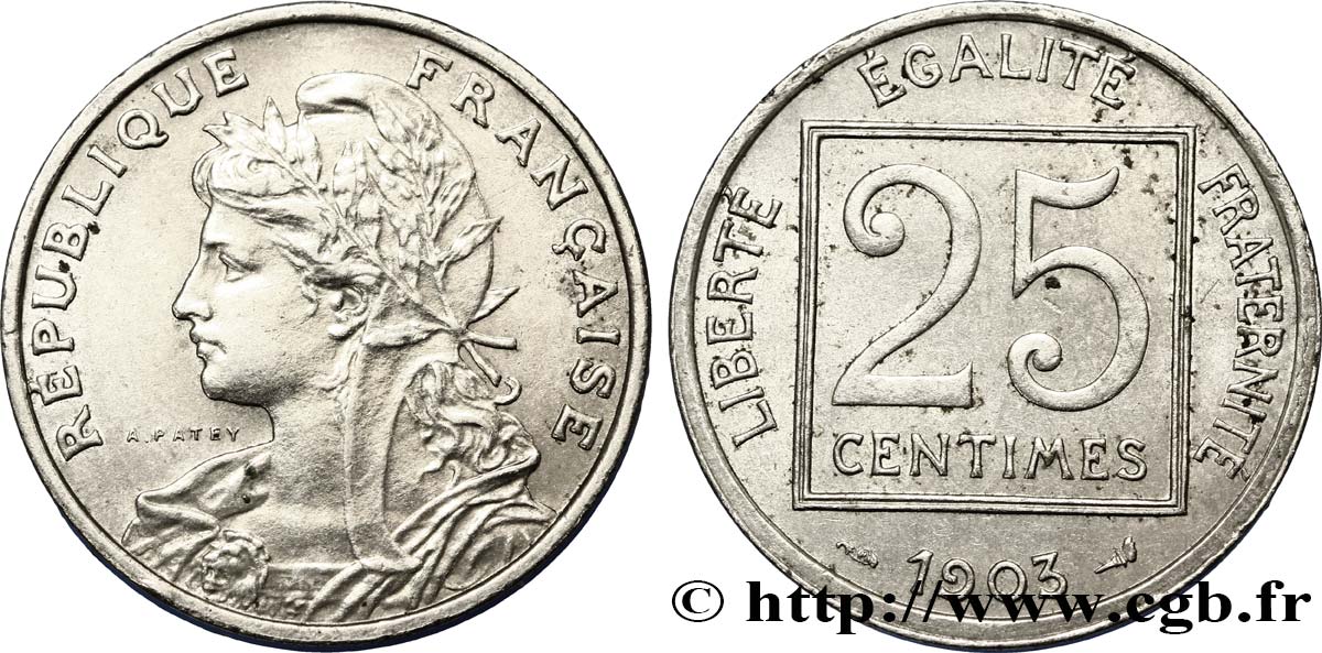 25 centimes Patey, 1er type 1903  F.168/3 TTB45 
