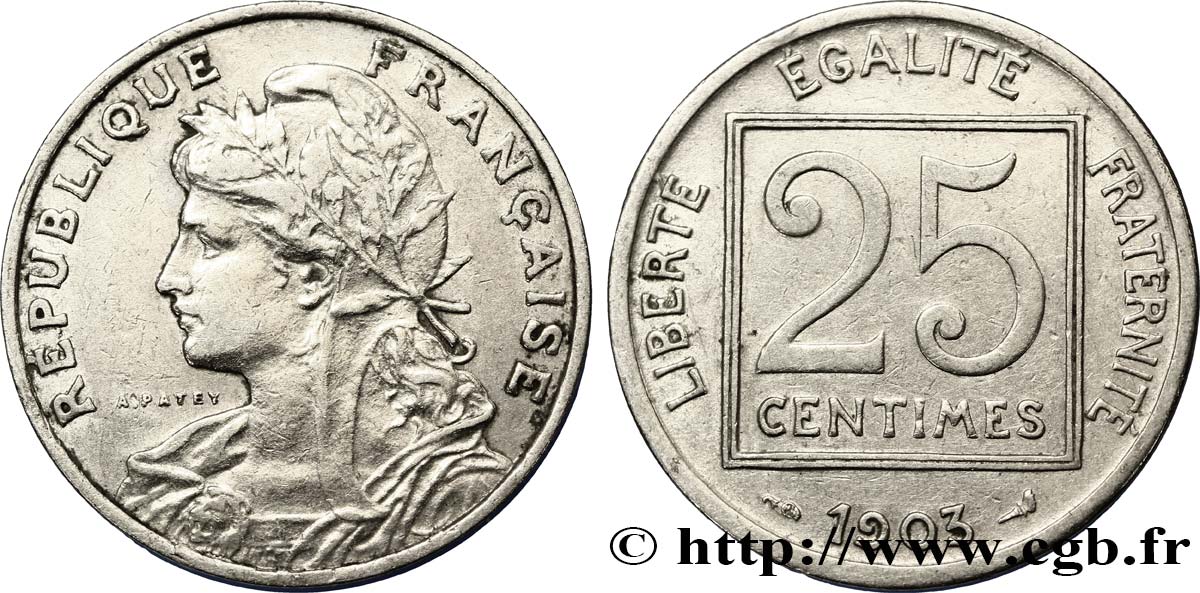 25 centimes Patey, 1er type 1903  F.168/3 MBC40 
