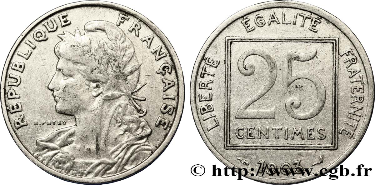 25 centimes Patey, 1er type 1903  F.168/3 BC35 
